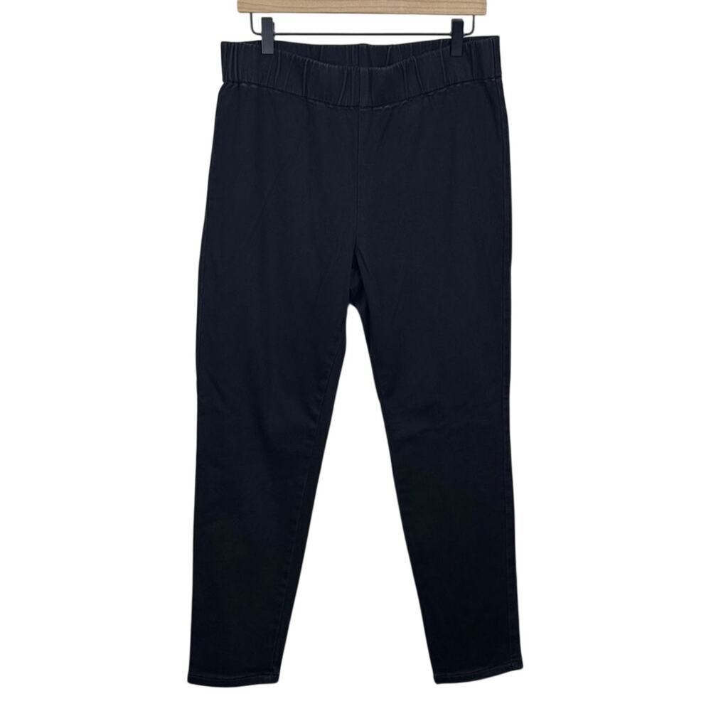 Soft Surroundings Slim Leg Knit Pants L Black Cotton Stretch Pull On Travel Luxe